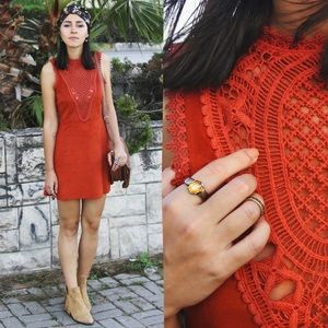 Burnt orange suede mockneck dress from topshop